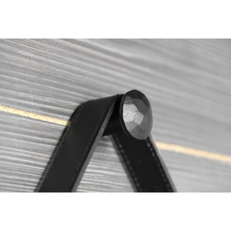 ORBITER okrúhle LED podsvietené zrkadlo s koženým pásikom, ? 60cm, čierna mat ORL060