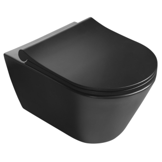 AVVA závesná WC misa Rimless s bidet. spŕškou, 35,5x53 cm, čierna mat 100312-110