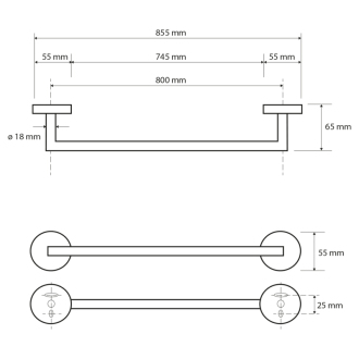 X-ROUND držiak na uteráky 855mm, chróm XR426