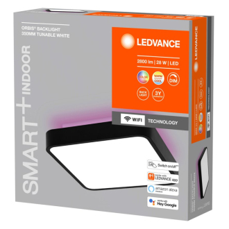 ORBIS BACKLIGHT stropné svietidlo, 350x350mm, WIFI RGB+stmievateľné, 2800lm, 28W, čierna