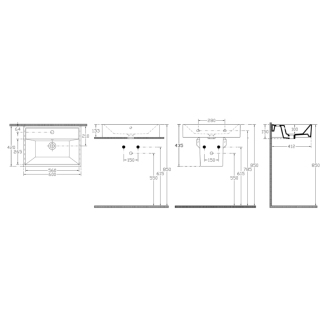 Aqualine SISTEMA keramické umývadlo 60x42cm, čierna mat 10SF50060-2N