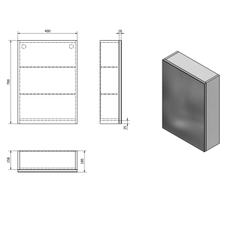 VEGA galerka, 40x70x18cm, biela VG040