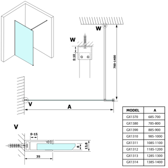 VARIO WHITE jednodielna sprchová zástena k stene, dymové sklo, 1100 mm GX1311GX1015