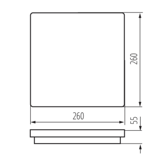 BENO stropné LED svietidlo 260x55x260mm, 24W, čierna grafit 33343
