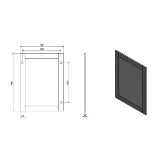 Aqualine FAVOLO zrkadlo v ráme 70x90cm, biela mat FV090