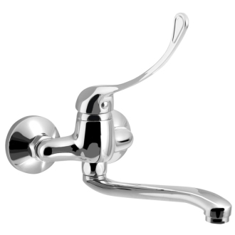 AQUALINE 35 nástenná batéria rozteč 100 mm, lekárska páka, ramienko, 220 mm, chróm 52044