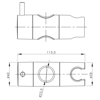 Držiak pre sprchovú tyč 23mm, ABS/čierna mat NDKJ639