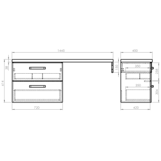 VEGA zostava kúpeľňového nábytku, š. 145 cm, biela/dub platín VG073-02