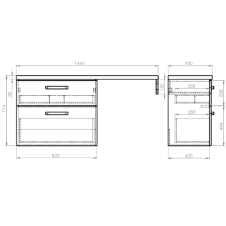 VEGA zostava kúpeľňového nábytku, š. 145 cm, biela/dub platín VG083-02