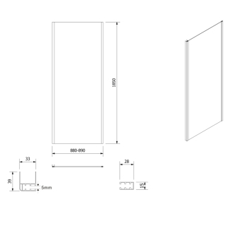 AMADEO obdĺžnikový sprchovací kút 1200x900 mm, L/P variant, Brick sklo BTS120BTP90