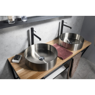 AURUM nerezové umývadlo, priemer 38 cm, vrátane výpuste, brúsený nerez AU401