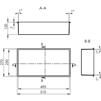 INSERTA zapustená polica do obkladu, 510x270 mm, nerez, antracit 1301-53B