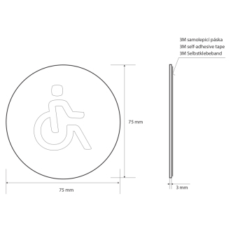 WC vozíčkar označenie priemer 75mm, brúsený nerez XP107
