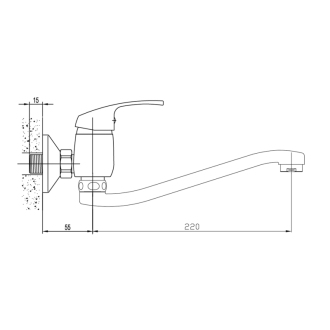AQUALINE 35 nástenná batéria, ramienko ploché zvýšené, 220 mm, chróm 52145