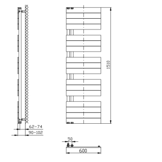 Aqualine MILI vykurovacie teleso 600x1510 mm, čierna mat DC646T