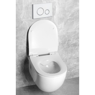 Závesné WC BRILLA Rimless biela s podomietkovou nádržkou a tlačidlom Schwab biela 100614-SET5