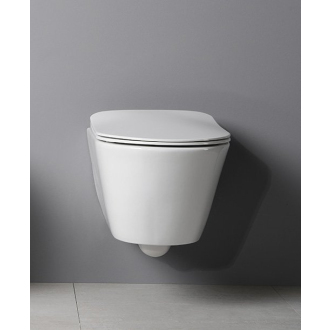 Závesné WC AVVA Rimless s podomietkovou nádržkou a tlačidlom Schwab, biela 100314-SET5