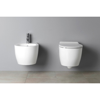 Závesné WC SENTIMENTI Rimless s podomietkovou nádržkou a tlačidlom, biela 10AR02010SV-SET5