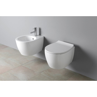 Závesné WC SENTIMENTI Rimless s podomietkovou nádržkou a tlačidlom, biela 10AR02010SV-SET5