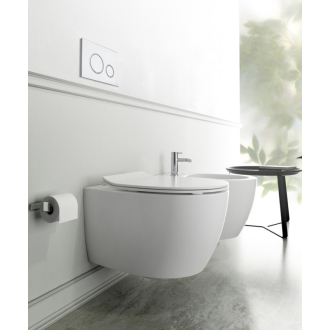 Závesné WC SENTIMENTI Rimless s podomietkovou nádržkou a tlačidlom, biela 10AR02010SV-SET5
