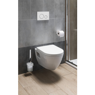 Závesné WC NERA s podomietkovou nádržkou a tlačidlom Schwab, biela NS952-SET5
