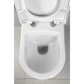 Závesné WC NERA s podomietkovou nádržkou a tlačidlom Schwab, biela NS952-SET5