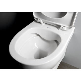 Závesné WC ABSOLUTE Rimless s podomietkovou nádržkou a tlačidlom, biela 10AB02002-SET5