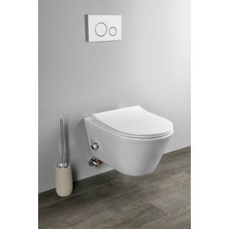 Závesné WC AVVA Rimless batérie a bidet. spŕška s nádržkou a tlačidlom, biela 100315-SET5