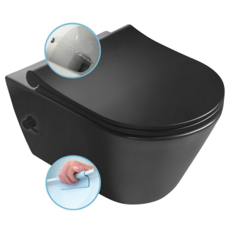 AVVA závesná WC misa Rimless, integrovaná batéria a bidet. spŕška, čierna mat 100315-110