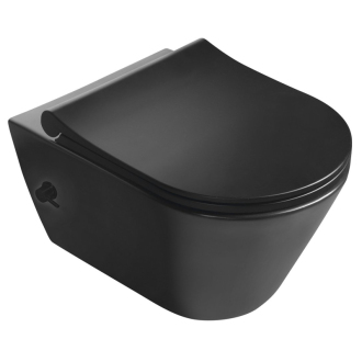 AVVA závesná WC misa Rimless, integrovaná batéria a bidet. spŕška, čierna mat 100315-110