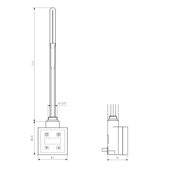 KTX vykurovacia tyč s termostatom, 300 W, čierna mat KTX-B-300