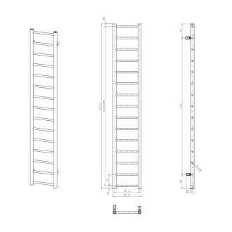 DINA vykurovacie teleso 300x1740 mm, čierna mat IR376B