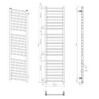 DINA vykurovacie teleso 400x1560 mm, čierna mat IR374B