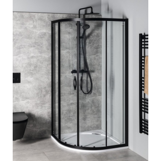 SIGMA SIMPLY BLACK štvrťkruhová sprchová zástena 1000x1000 mm, R550, číre sklo GS5510B