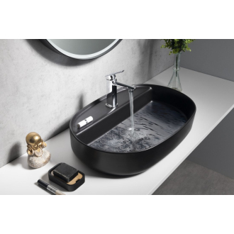 INFINITY OVAL keramické umývadlo na dosku, 60x40 cm, čierna mat 10NF65060-2N