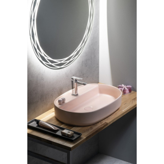 INFINITY OVAL keramické umývadlo na dosku, 60x40 cm, ružová Salmon 10NF65060-2S