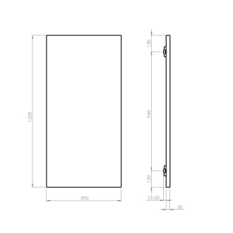 ENIS kúpeľňový sálavý vykurovací panel 600W, IP44, 590x1200 mm, čierna mat RH600B