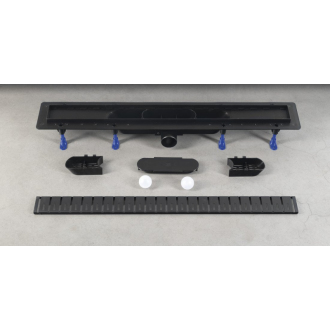 KLAVER BLACK sprchový kanálik s nerezovým roštom, superflow, DN50, 810x122x65 mm 73731B