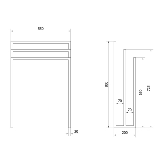 SKA stojan na uteráky 550x800x200mm, čierna mat SKA303