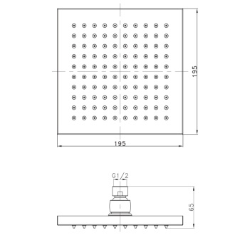 Hlavová sprcha 195x195mm, zlato SF316