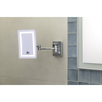 Kozmetické zrkadlo s LED osvetlením, hranaté, chróm MW834
