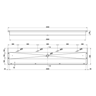 Závesný umývací žľab 2400x130x500 mm, nerez mat 13050.24.SP.S