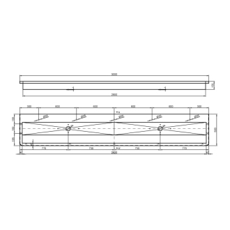 Závesný umývací žľab 3000x130x500 mm, nerez mat 13050.30.SP.S