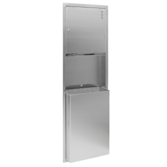 Zásobník na papierové uteráky, dávkovač mydla 1100 ml a kôš 45l, nerez mat 12018.S