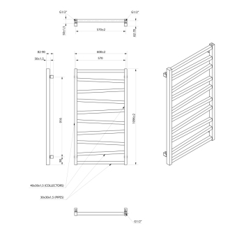 ZIG vykurovacie teleso 600x1096 mm, čierna mat ZG611B