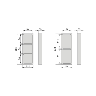 LINDO bočný organizér, sada 2ks, 114x36x323mm, plast, antracit LD002