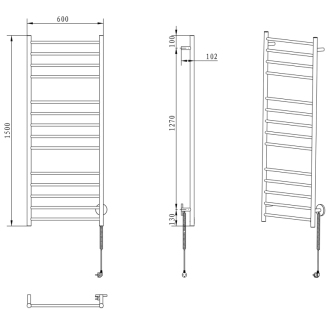 REDONDO elektrický sušiak uterákov, okrúhly, 600x1500 mm, 130 W, nerez lesk ER250V