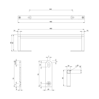 KUBE X držiak uterákov 50cm, pre umývadlo 9486, chróm PAKUBEX50