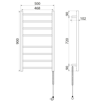 REDONDO elektrický sušiak uterákov, okrúhly, 500x900 mm, 75 W, nerez lesk ER220V