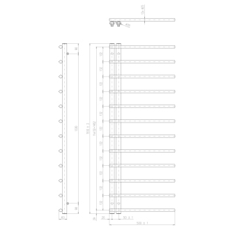 JUSTINA vykurovacie teleso 500x1510 mm, čierna mat IR151B